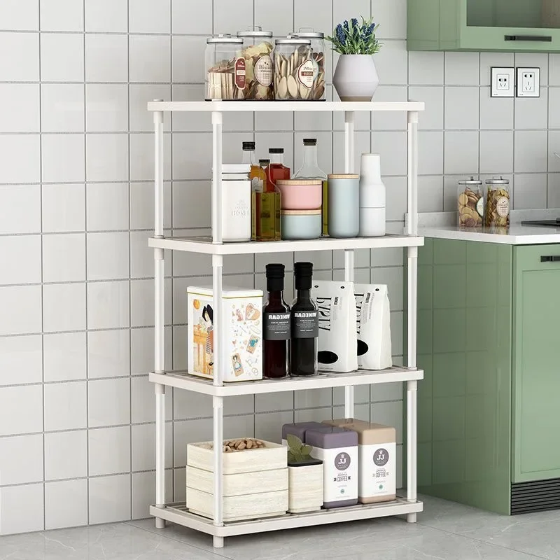 4-Layer Household Floor Storage Shelf Multifunctional Organizer Rack For Kitchen Bathroom Living Room Sundries Storage