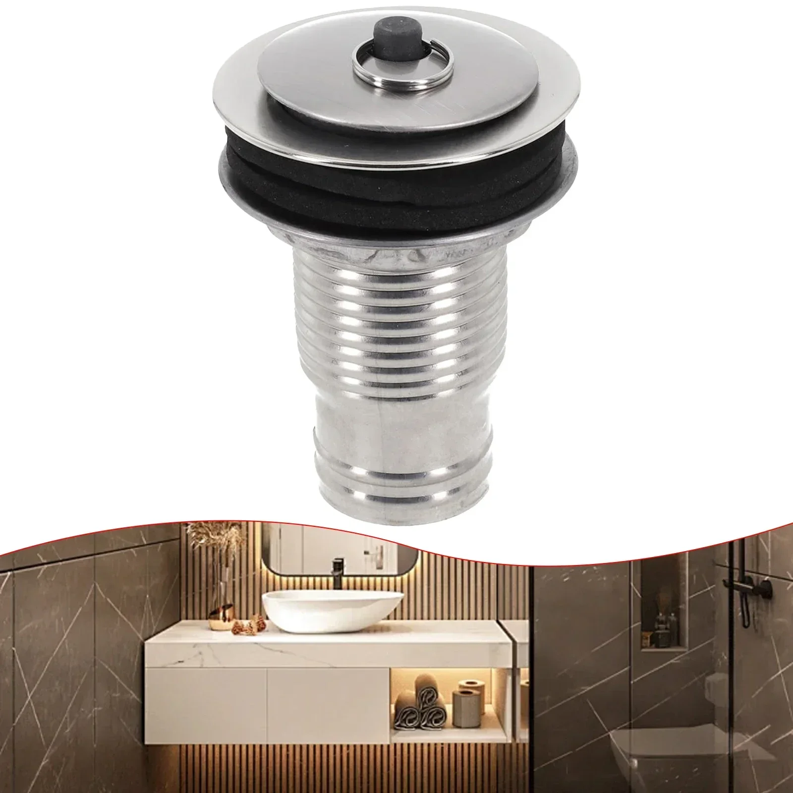 For Bathroom Pool Sink Drain Filter Kitchen Accessories Drain Button Easy To Install Stainless Steel Waste Stopper