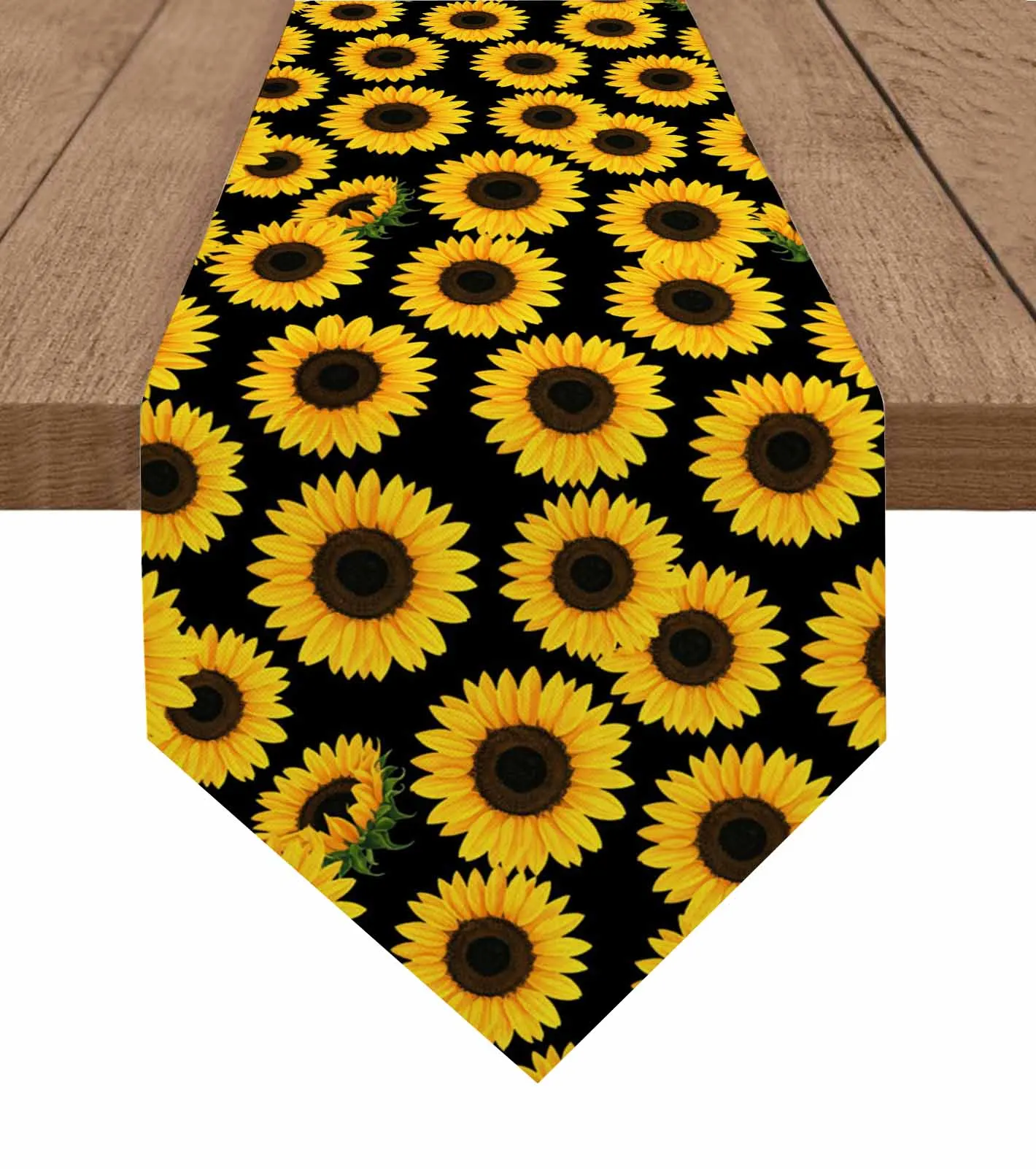 

Country Watercolor Sunflowers Table Runner Cover Cotton Linen Wedding Table Decor Tablecloth Kitchen Decor