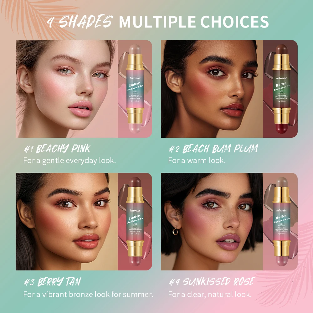 Glow And Go-rubor bronceador de doble cabeza para médicos, palo multiusos, mantequilla, para labios, ojos, mejillas, aleta mate y radiante de larga duración