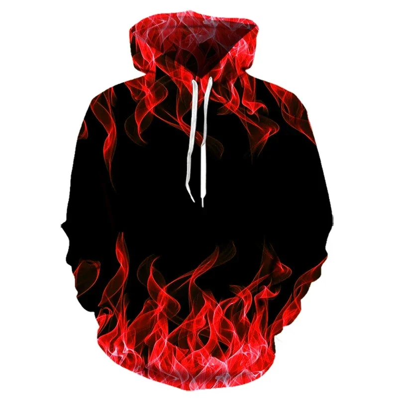 Hoodie api Digital Pria Wanita, kaus olahraga pasangan uniseks cetak 3D kasual lucu warna-warni musim gugur