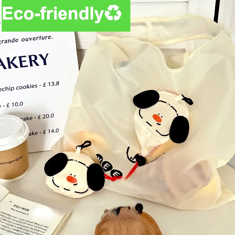 

Cartoon Dog Storage Bag Foldable Shopping Bag Portable Large Capacity Eco friendly Bag