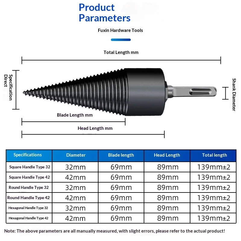 Small Electric Hammer Wood Splitter Drill Bit, Household & Rural Firewood Splitting Cone Bit
