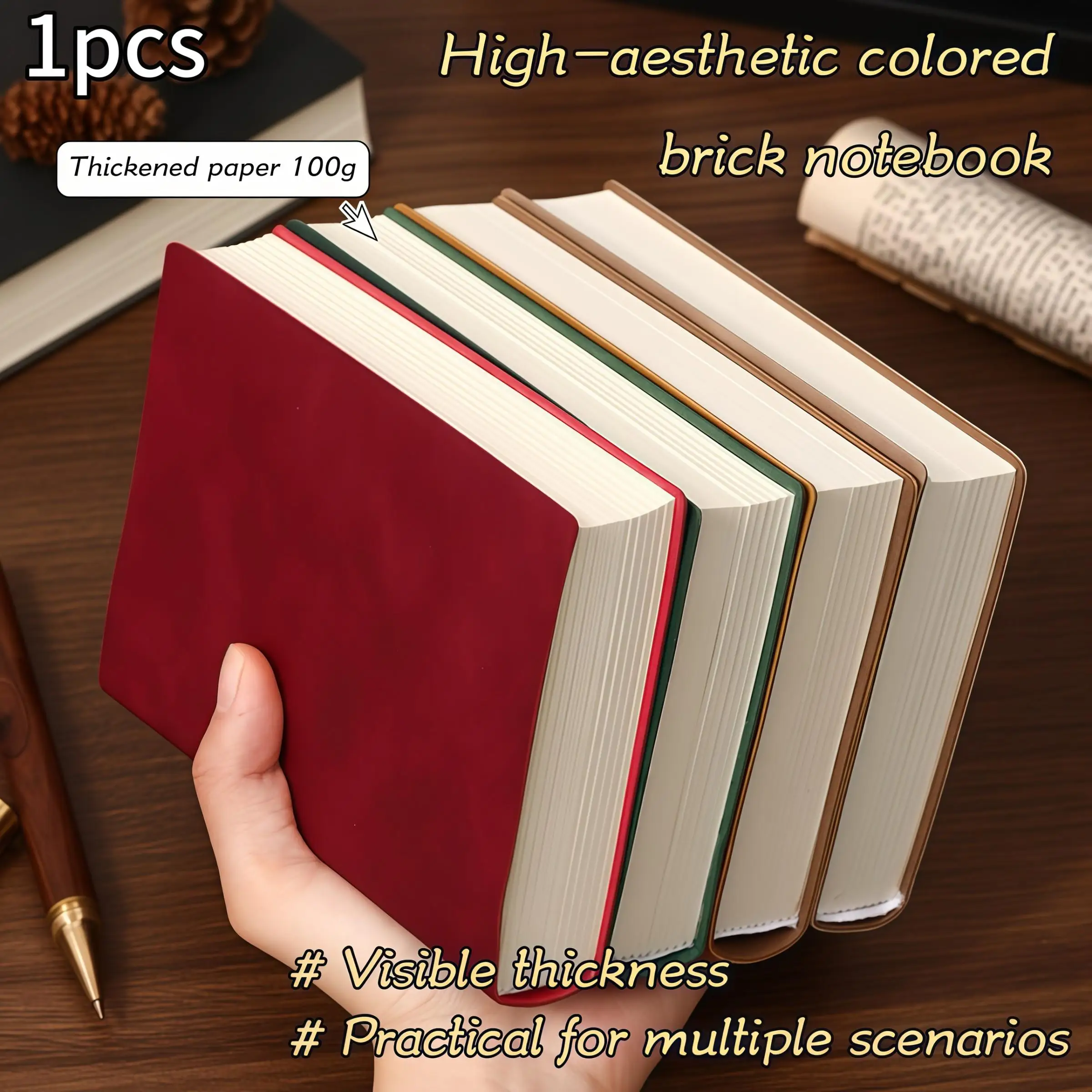 A6 Thick Retro Notebook and Sketchbook, Soft Leather Material – 400 Blank Pages, Student Office Writing Diary Stationery Gift
