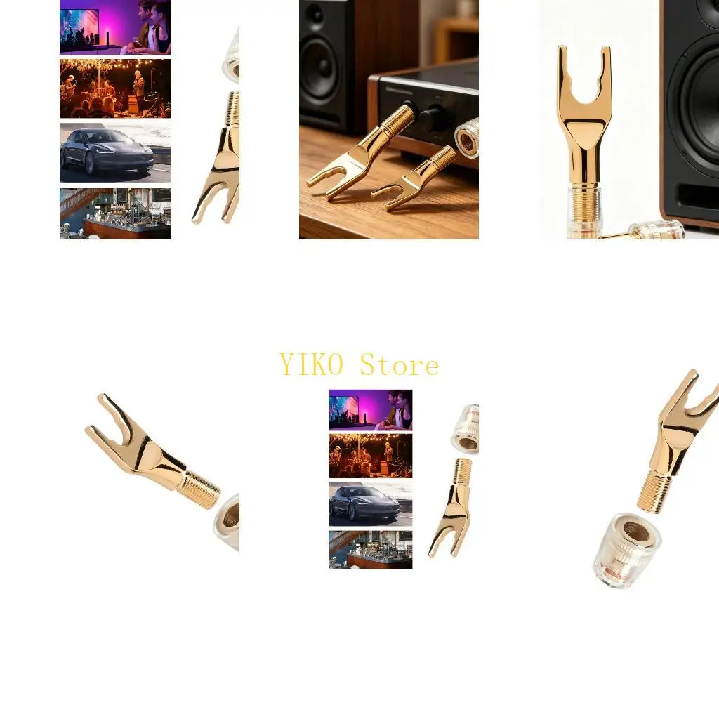 K32C High Conductivity Gold Plate Y Type Terminals Connector Y Fork To Banana Plugs Tool for Clear Sound Reproduction