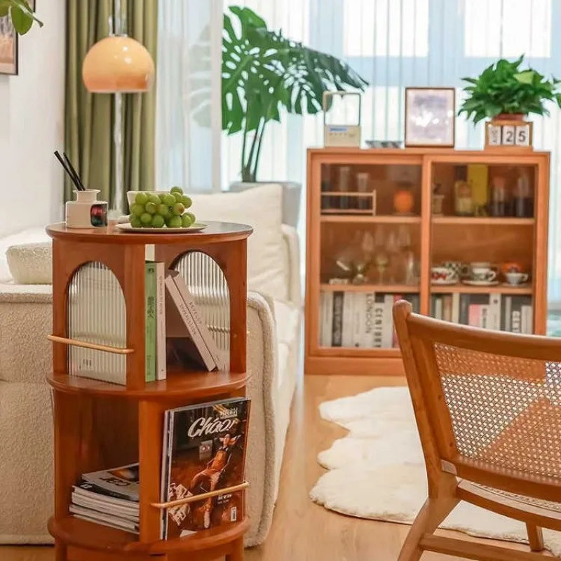 Meja putar bergaya retro Amerika dari kayu walnut, beberapa furnitur bergaya medieval, penyimpanan sofa ruang tamu, lemari teh, nakas