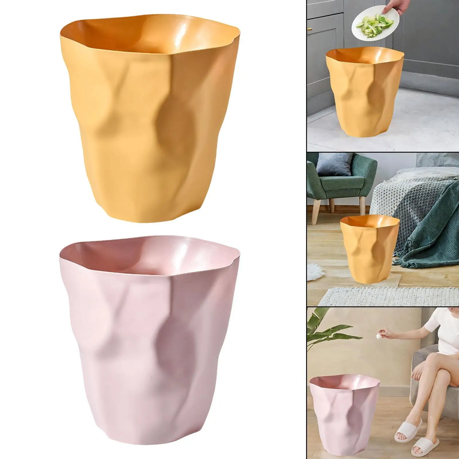 Trash Bin Decorative without Lid Garbage Can for Dorm Craft Room Bathroom