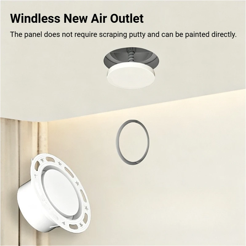 1PCS ABS Invisible Adjustable Air Vents for HRV Fresh Air System Ceiling Embedded Windless Spiral Air Vent Outlet 75/100mm Duct
