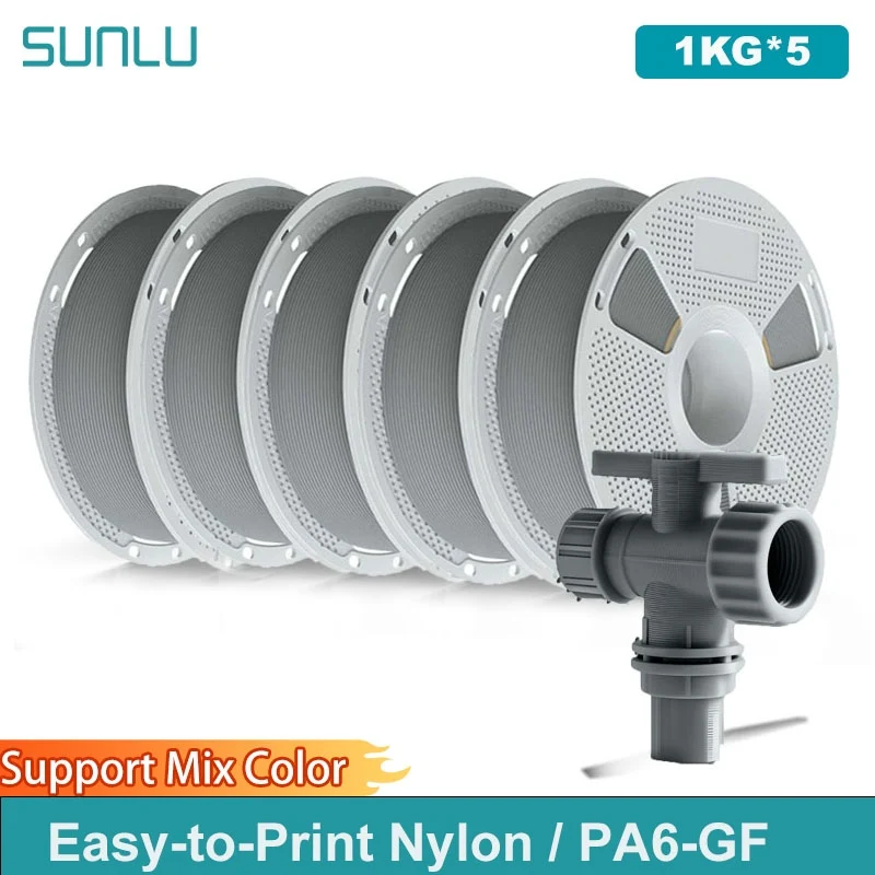 

SUNLU 5KG Easy-to-Print Nylon /PA6-GF Filament Heat-Resistant 3D Printer Filament No-Cracking No-Warping 3D Filament