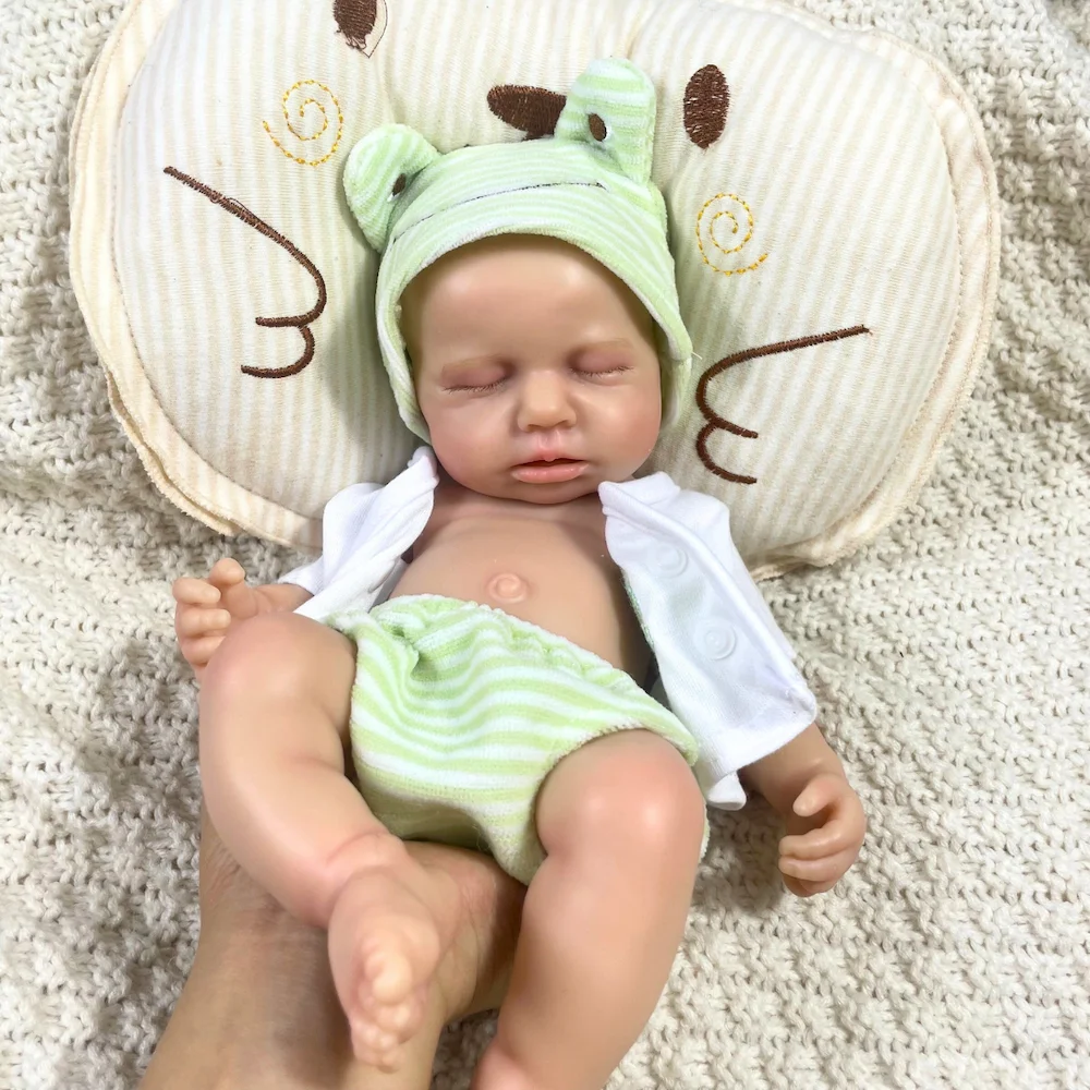 2가지 옵션 미니 33CM 풀 솔리드 실리콘 리본 베이비돌 루루 여자아이 또는 남자아이 세척 가능한 실리콘 소프트 바디 생일 크리스마스 선물