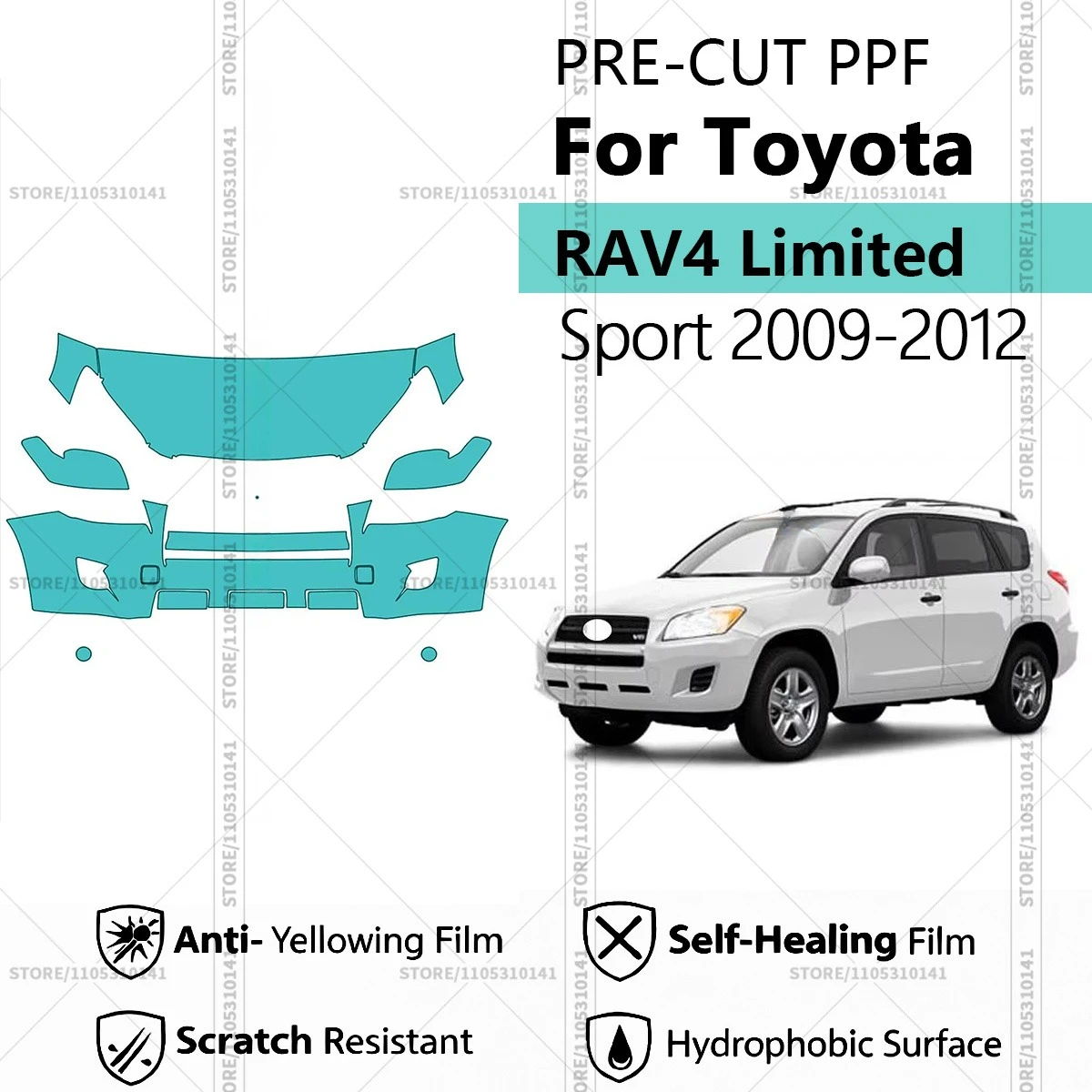 

Pre-Cut Paint Protection Film PPF Transparent Car Film Automotive PPF Front Kit For Toyota RAV4 Limited-Sport 2009-2012