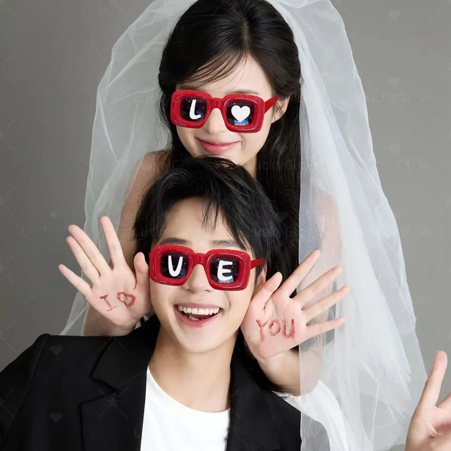

Valentine's Day Prop Sunglasses Couple Announcement Official Photo Ceremony Atmosphere Setup Festive Celebration Accessories