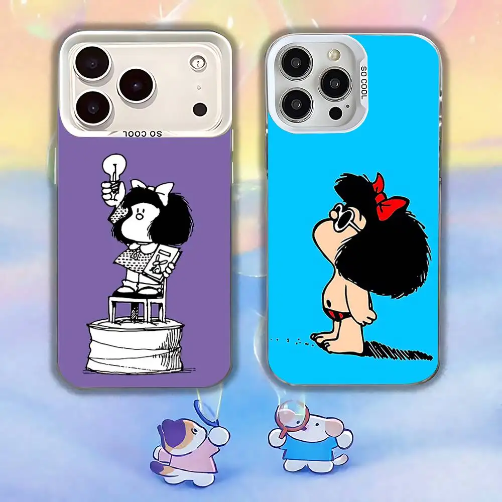 

Funny M-Mafalda CARTOON Phone Case For iPhone 17,16,15,14,13,12,11,Pro,Max,Plus,SE,Air,Mini Anti Fall White Bumper