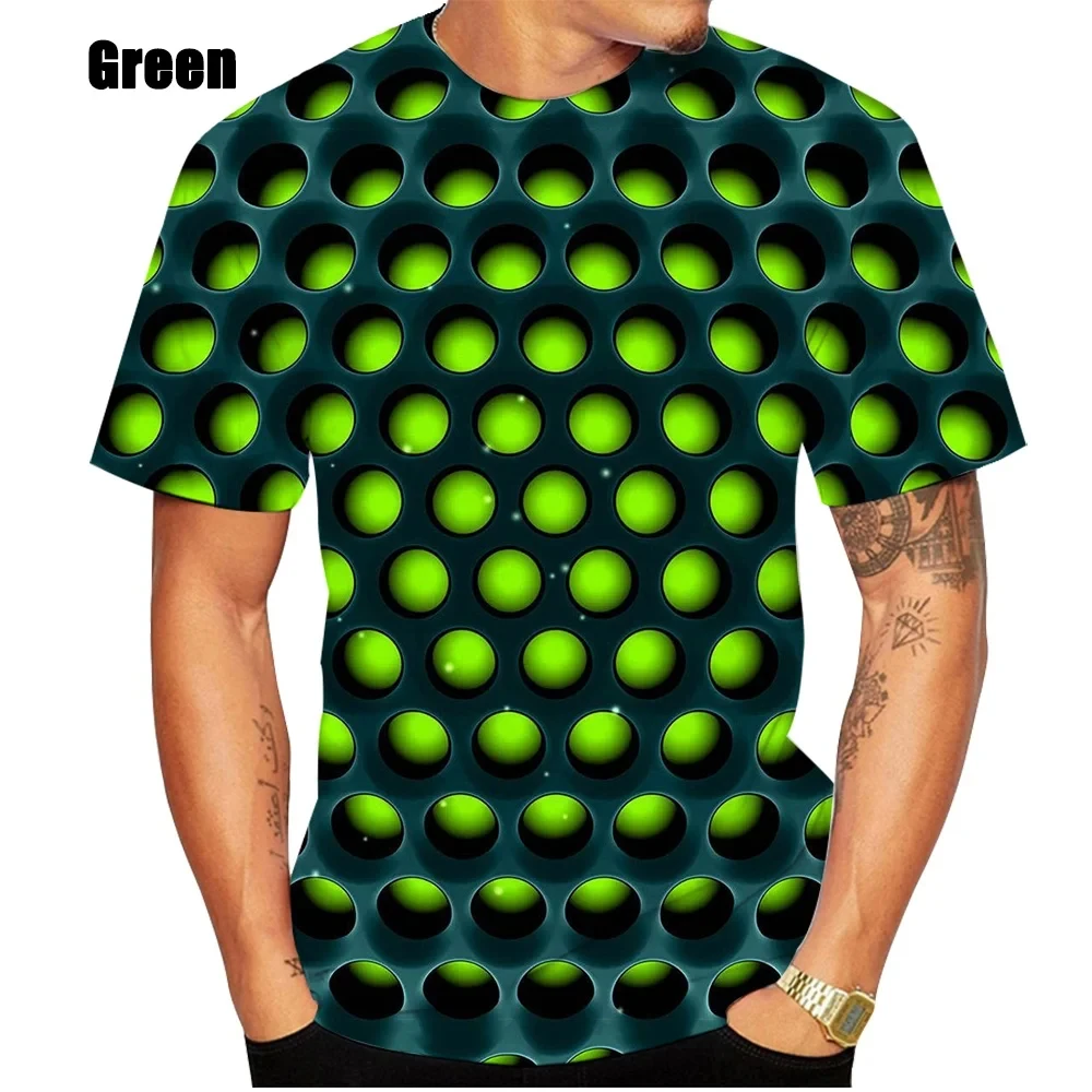 2024 Men\'s printed 3D geometric pattern digital printed casual fashion trend short sleeve T-shirt large size high quality top