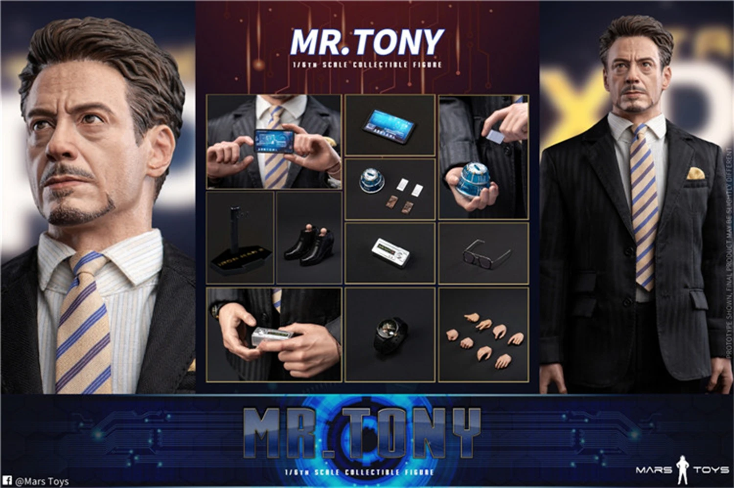 Mars Toys MAT006 1/6 Mr. Tony Stark Court Suit Action Figure 12inches Collection Model