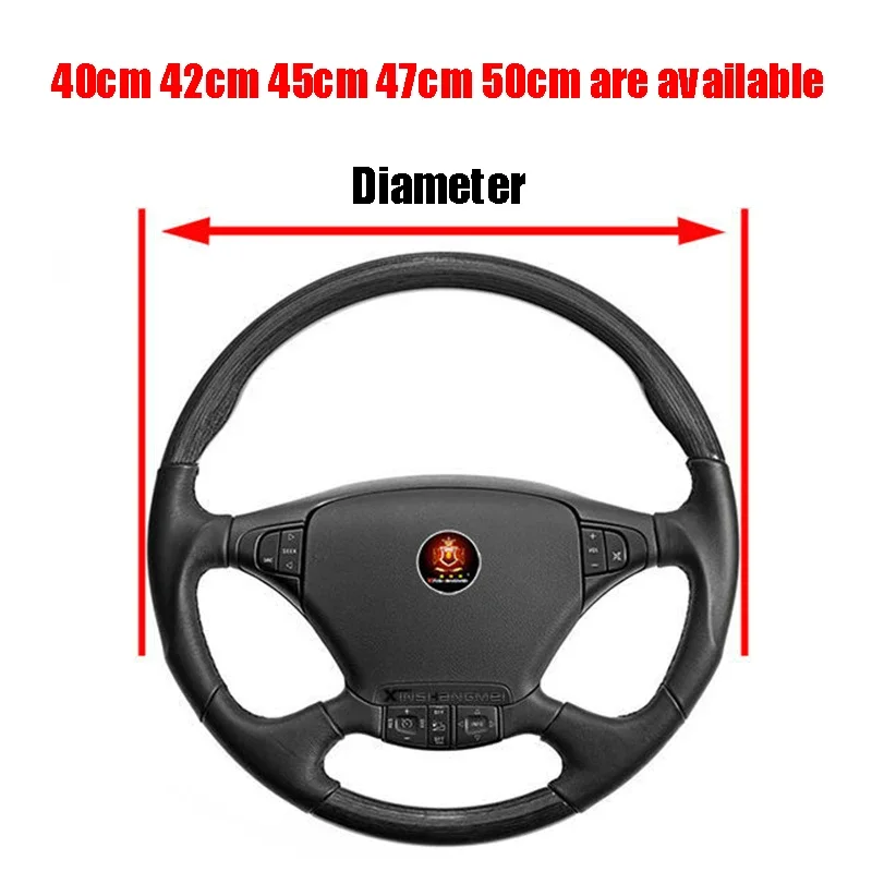 Large Size Truck Bus Steering Wheel Cover Leather +Fabric Car Steering Wheel Cover Interior Accessories 40cm 42cm 45cm 47cm 50CM