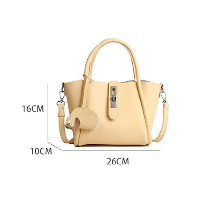 Koreanische Umhängetasche, weiche PU-Eimer-Handtasche, einfarbige Damen-Einkaufstasche mit großer Kapazität, Schultertasche für den täglichen Gebrauch – Detail 1