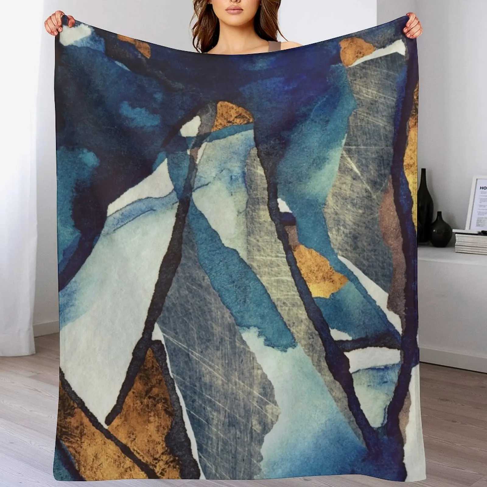 

Cobalt Abstract Throw Blanket Single Plaid on the sofa Quilt Warm Blankets