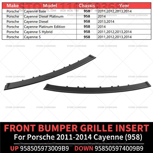 Imagen 2 del producto Para 2011-2014 Porsche Cayenne (958) inserto de rejilla de parachoques delantero 2 uds OEM 958505973009B9 958505974009B9 95850597300 95850597400