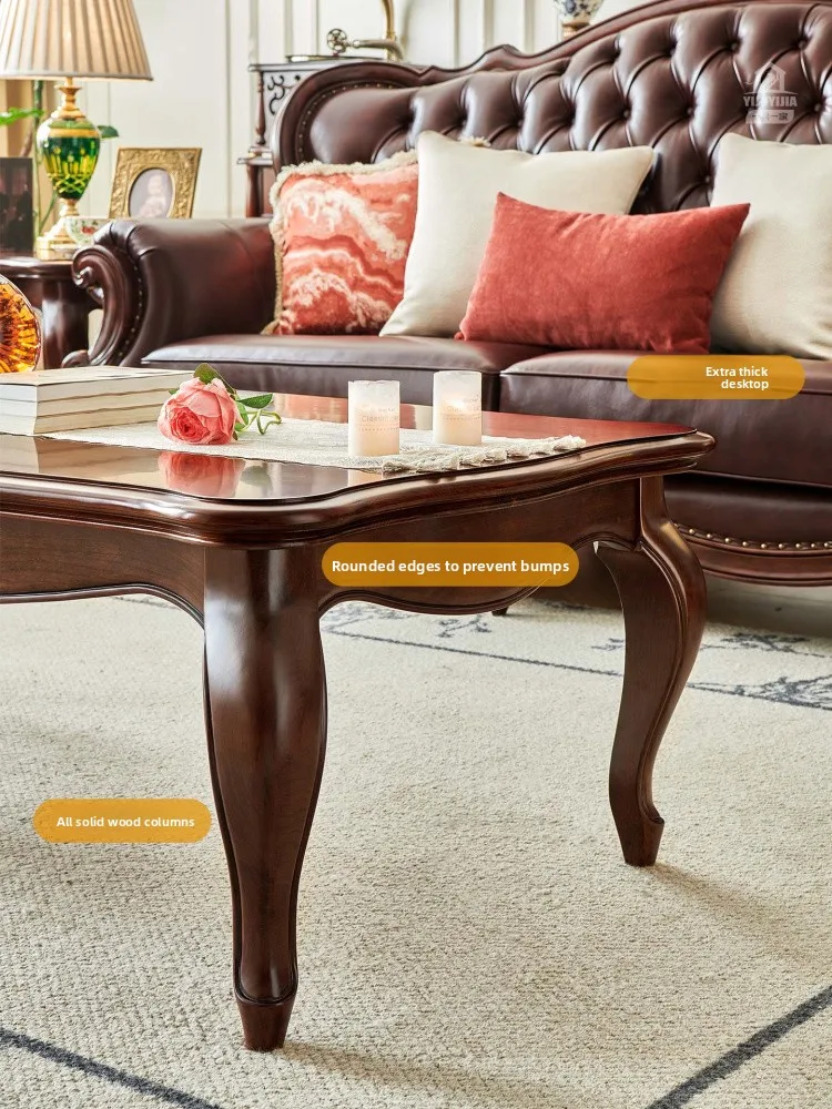 LMM retro cherry wood living room pure solid wood simple curved coffee table