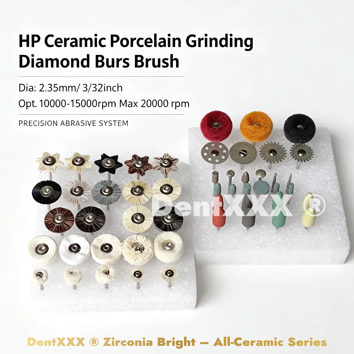 HP Polishing Kit 2.35mm for Grinding Low Speed Polisher Brushes Burs Disc