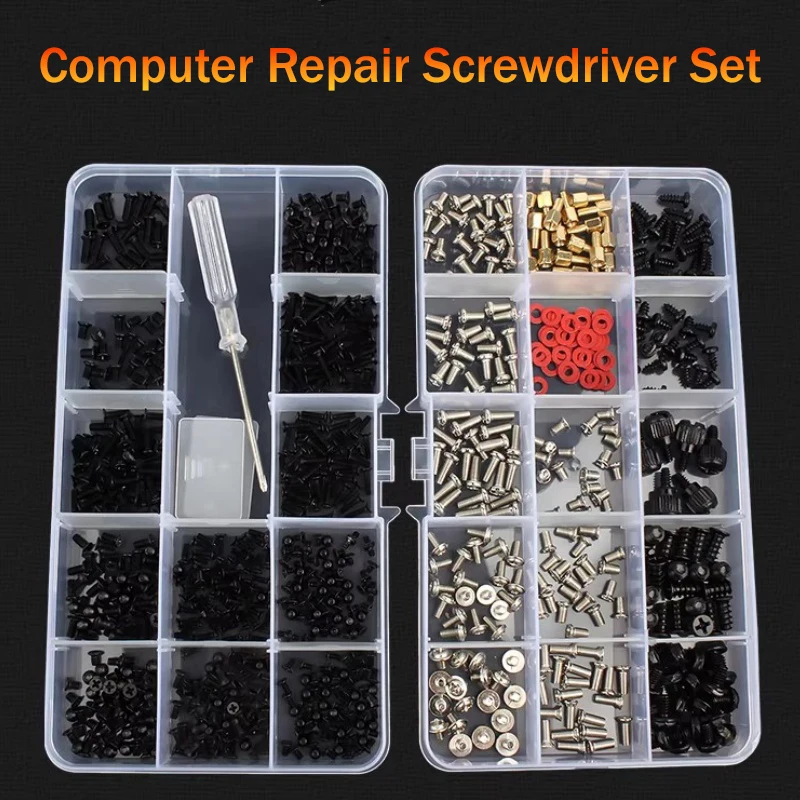 1box Universal Computer Screws Assortment Kit for Laptop Desktop PC Case Hard Drive Fan Cooling DIY Repair Screws Box Set
