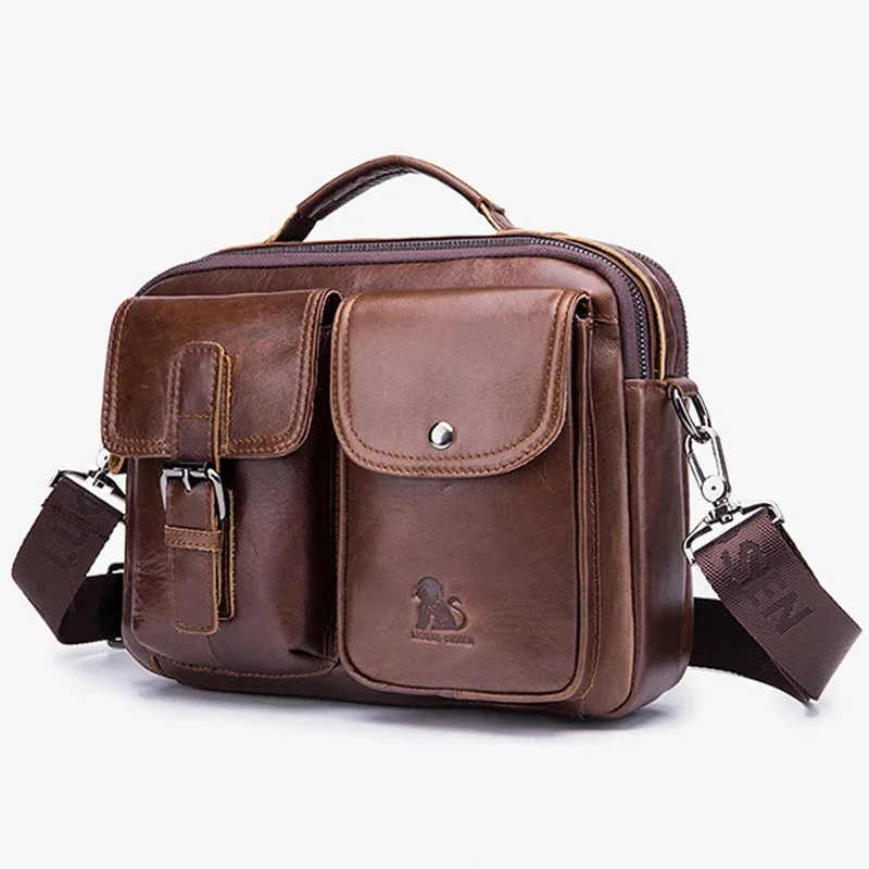 Herren Echt leder Schulter Herren Handtasche Vintage Umhängetasche Business Man Umhängetasche