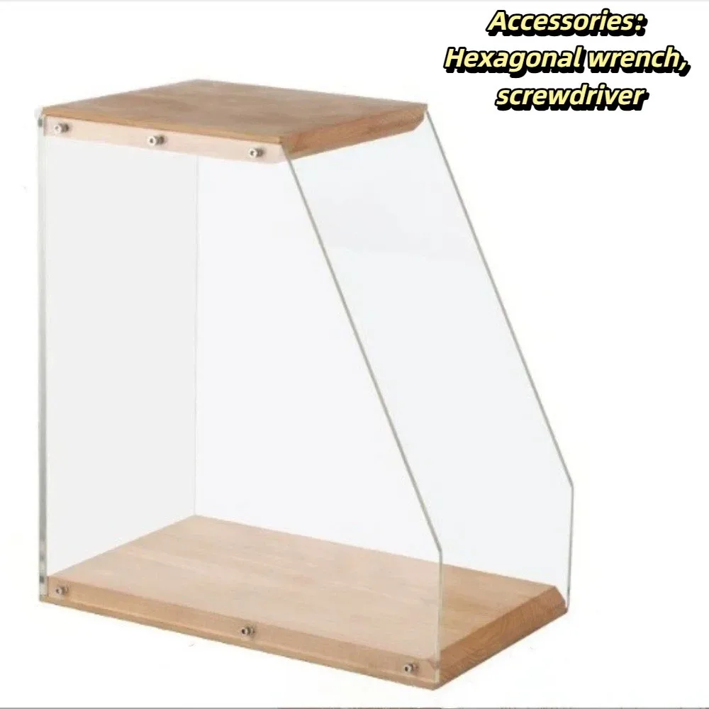 Solid Wood Wooden Record Holder Stable Structure Transparent Design Desktop Storage Rack Retro Minimalist Style Space-Saving