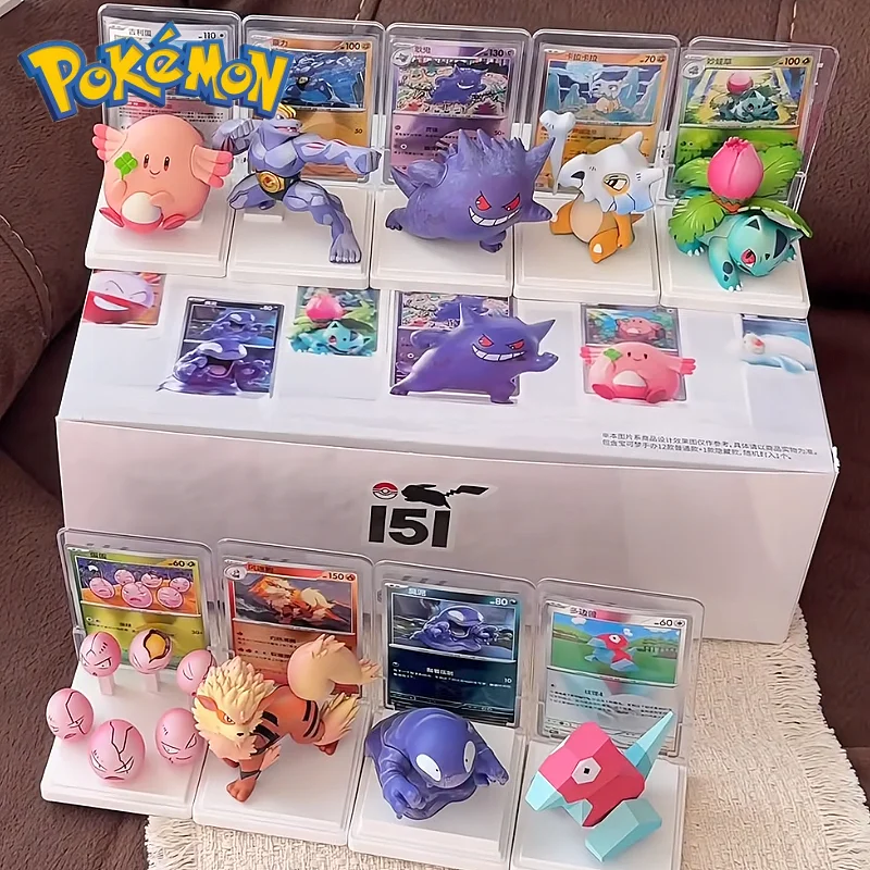 本物のポケモン-151-フィギュアセットフィニッシングタッチブラインドボックス限定版フィギュアテーマコレクションモデル-ptcg-トレーディングカードおもちゃ