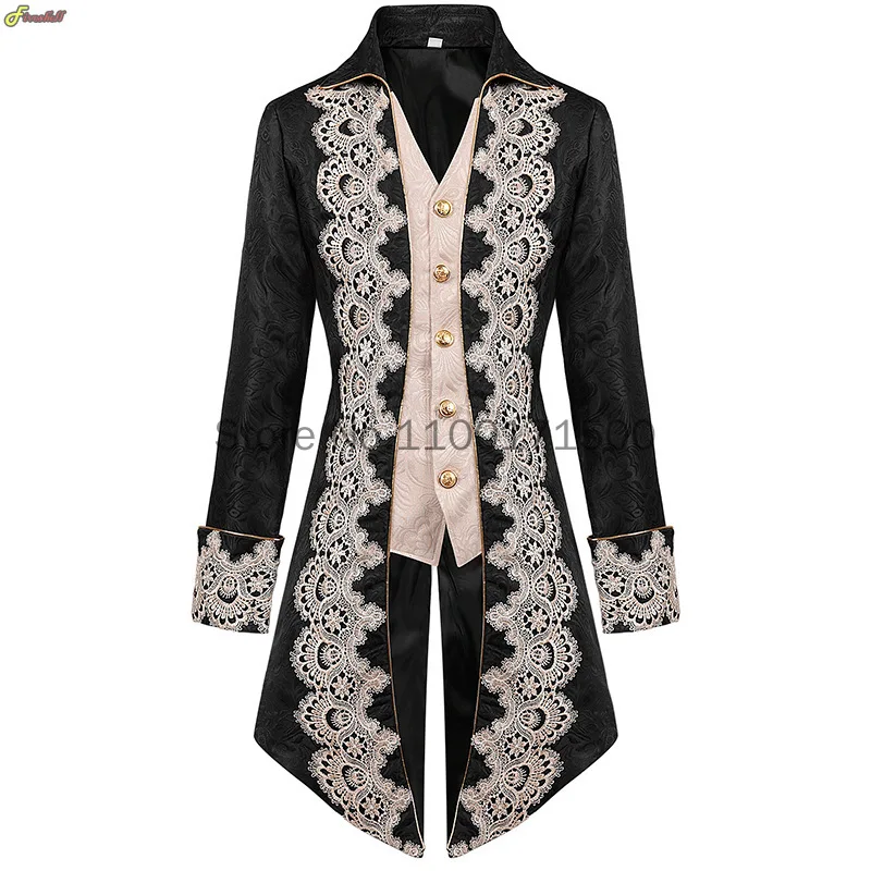 Plus Size Medieval Victorian Gothic Steampunk Jacket for Men Halloween Renaissance Party Cosplay Costume Nobleman Prince Tuexdo