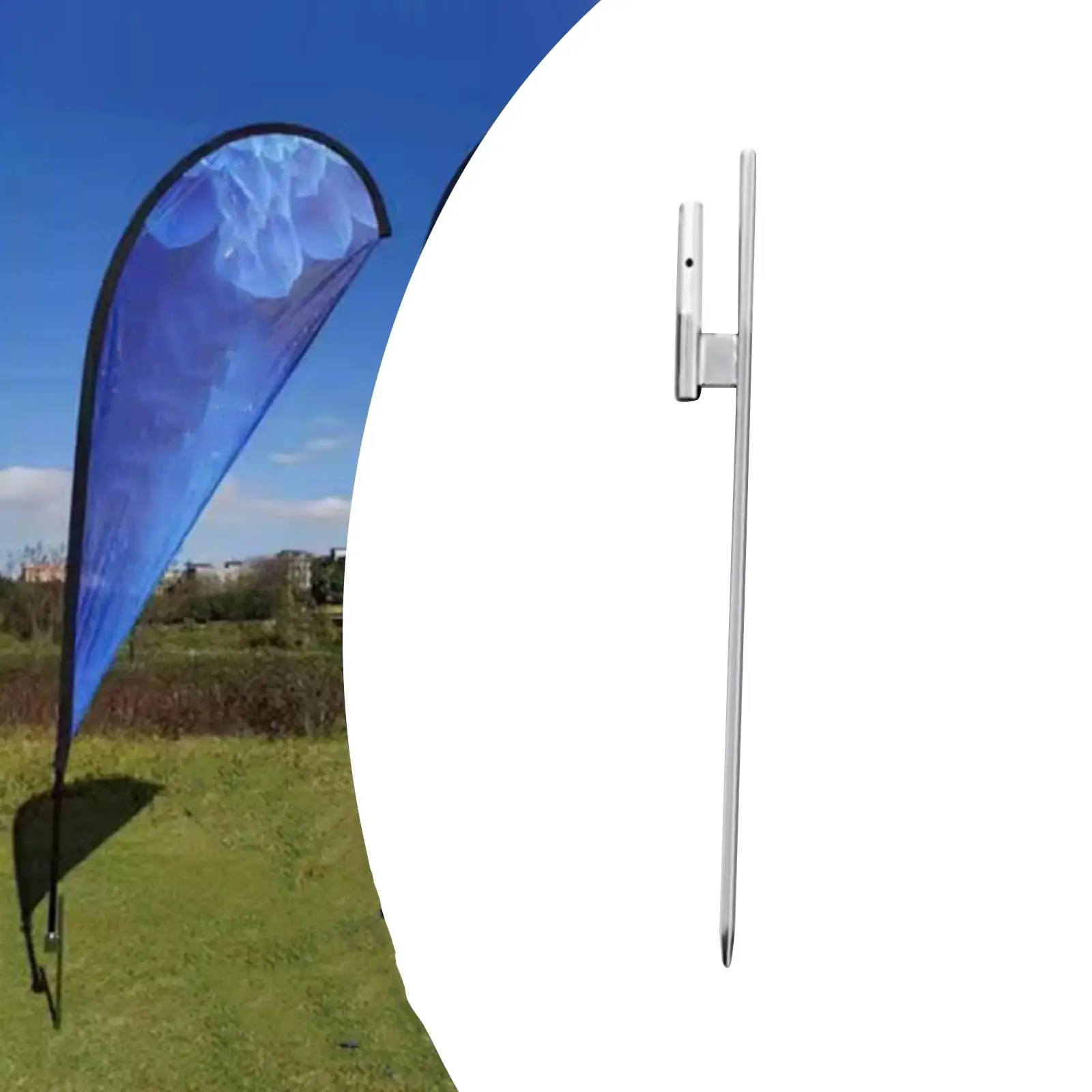Outdoor Beach Flag Spike Durable Iron Banner Flag Stake Base for Feather Flagpole Garden Display