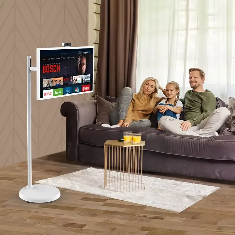 32 Inch Portable Smart TV Touchscreen Rechargeable Battery Floor Standing Display Wireless Monitor for Bedroom Living Room