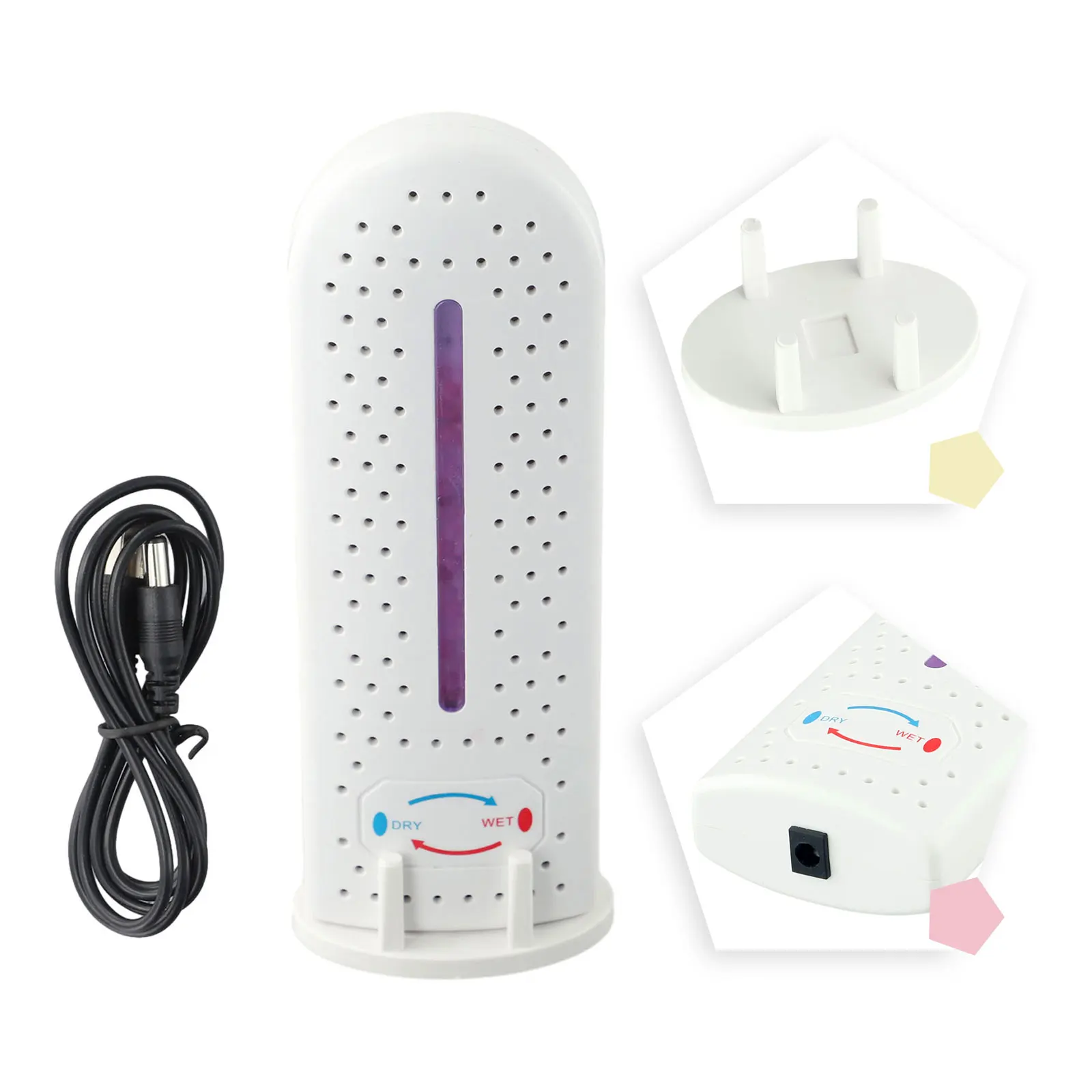 Wireless Mini Dehumidifier With Circulating Moisture Absorption For Wardrobe, Closet, Bedroom And Car, White 16.8x5.5x2cm