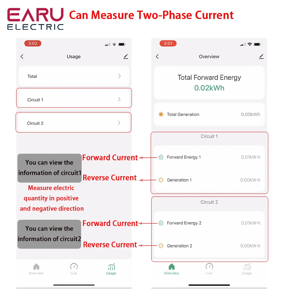 Tuya Smart WiFi Zigbee dua arah, pengukur energi dua arah 80-300A AC110V 220V klem CT KWh Monitor konsumsi listrik