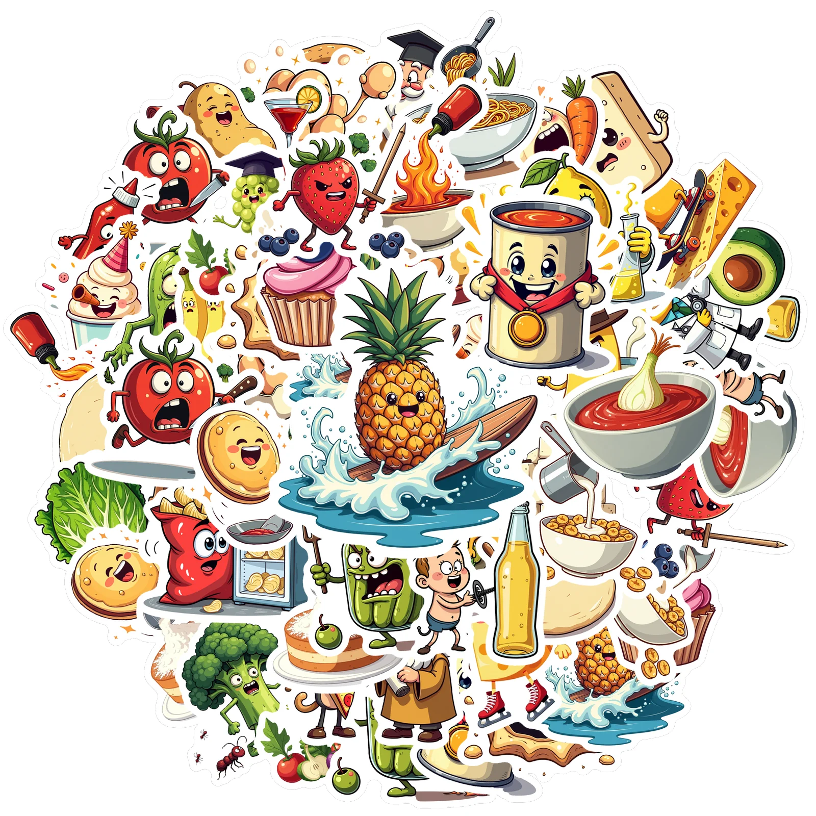 35pcs-100pcs Cartoon Stickers Whimsical Funny Stickers DIY Stickers For DIY Phone Laptop Scrapbook Bike DIY Phone Guitar