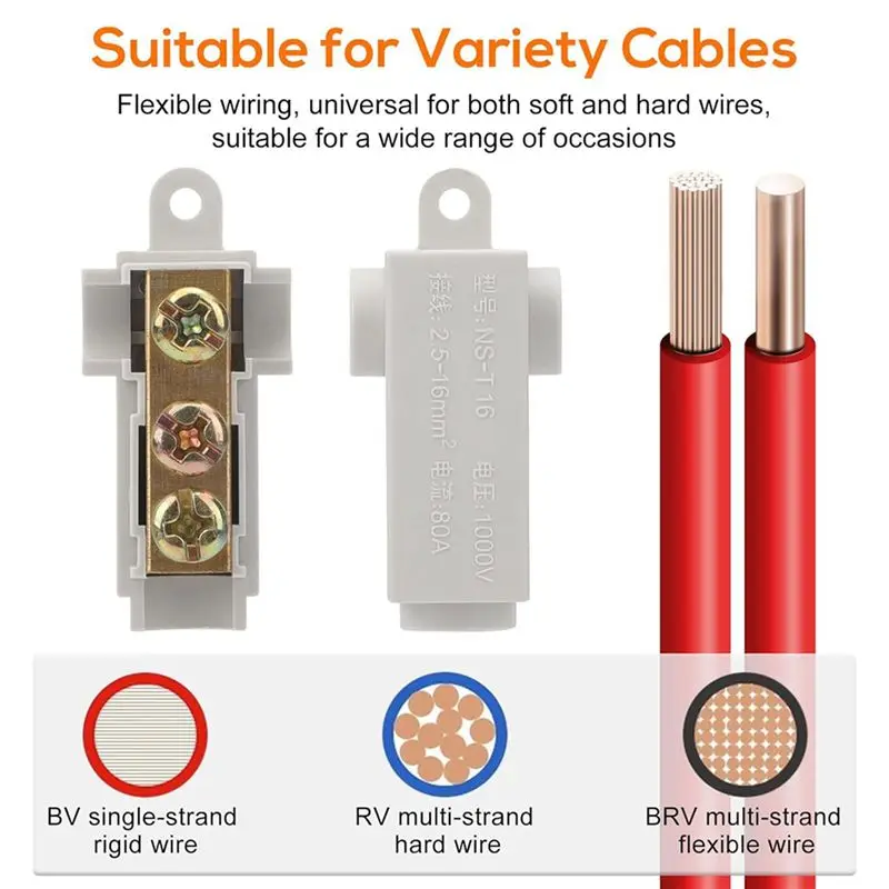 ABGE-30PCS 6 AWG Gauge T-Type Wire Connector Nut Kit, 80A Quick Wiring Connection Terminal, Splicing Quick Connector