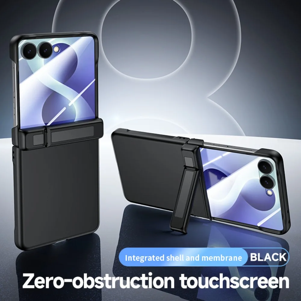 

Matte Skin-friendly Spring Hinge Case Built-in Tempered Glass Hidden Kickstand full Shockproof Cover For Samsung Galaxy Z Flip 8