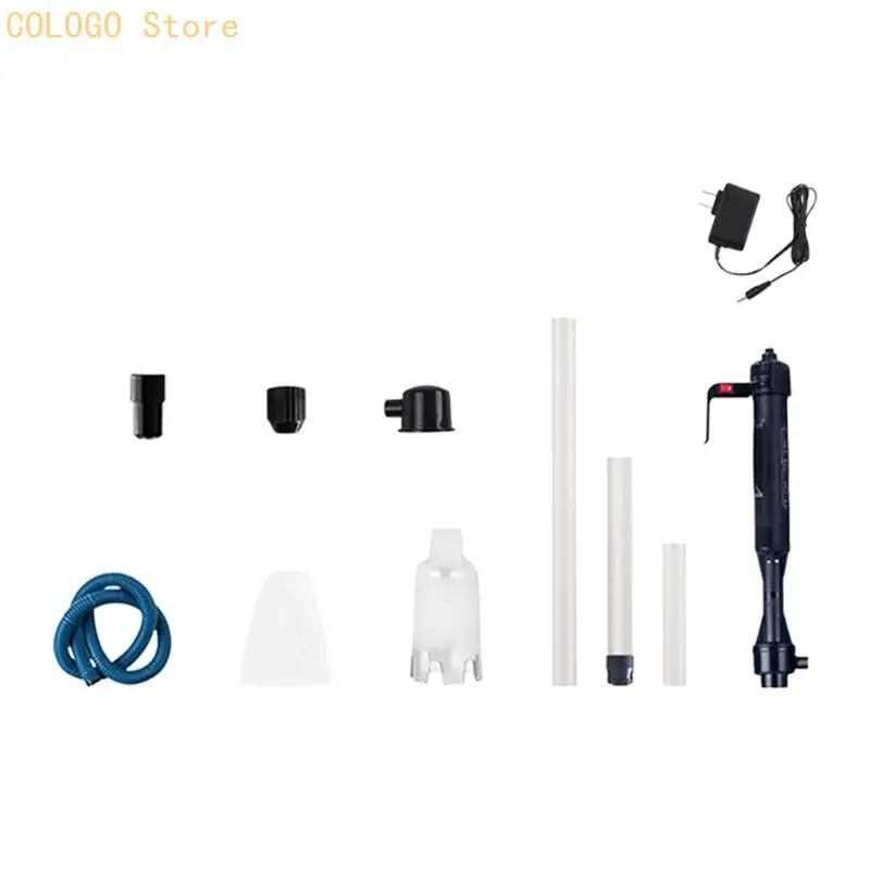 Fish Habitat Waste Vacuum with Electric Suction and Segmented Extension for Routine Removal of Fish Waste, Uneaten and Loose