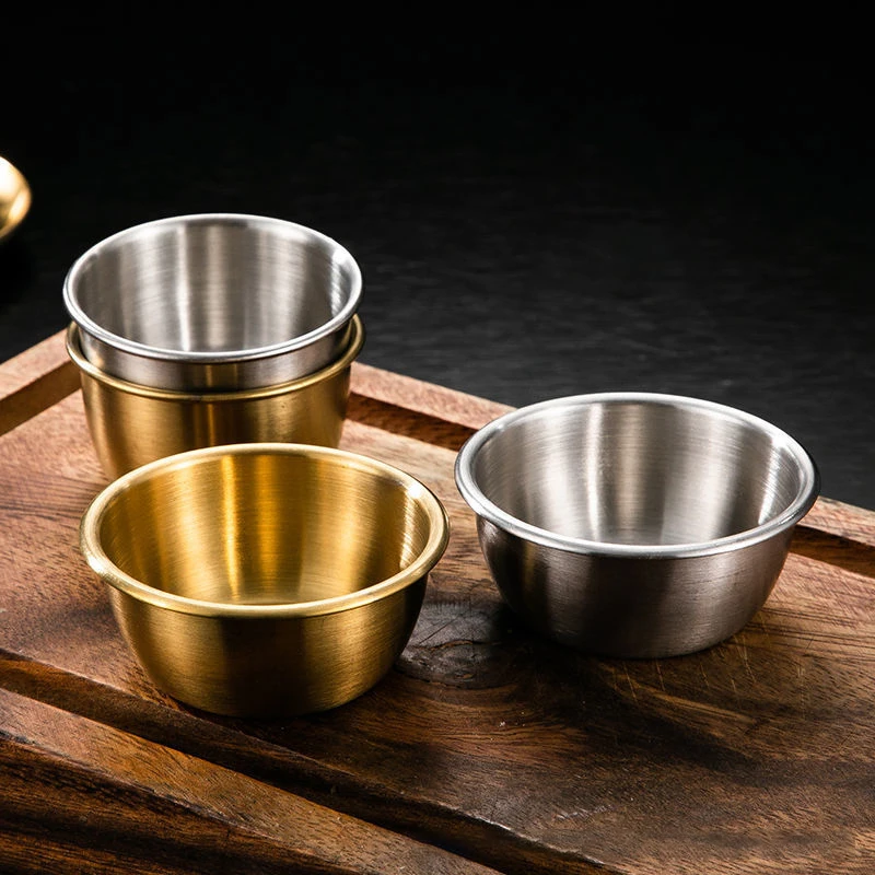🛒304 Stainless Steel Small Seasoning Dish Kitchen Sauce Cup Ketchup Dipping Bowl Appetizer Plates Sushi Vinegar Soy Saucer Dish