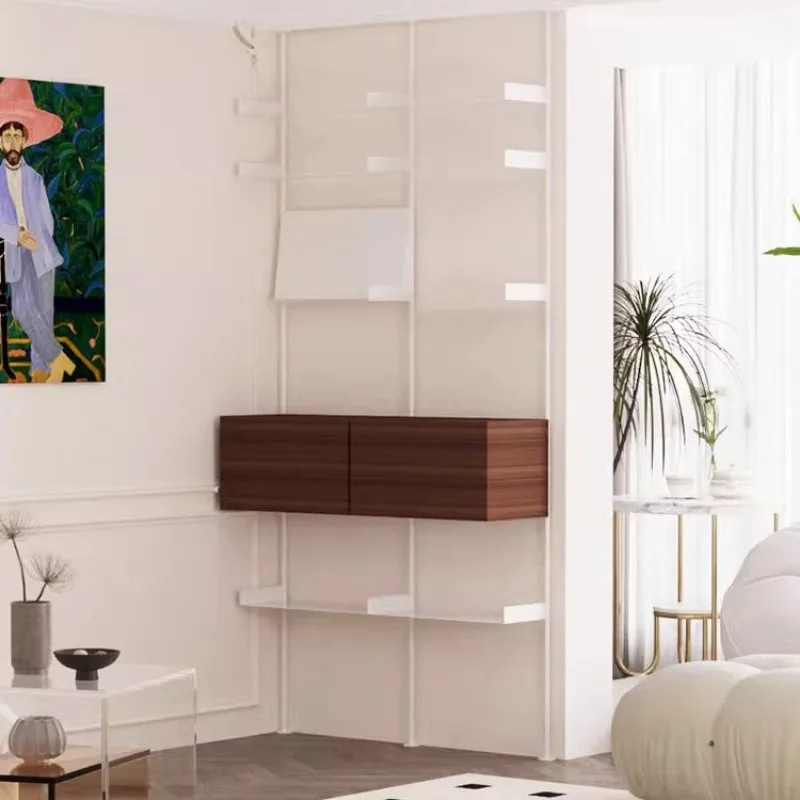 Shelf, living room porch screen office partition display stand, minimalist metal track
