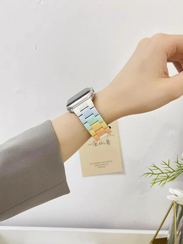Ремешок Candy Rainbow подходит для Apple Watch Band 9/8/7 65SE42/38/44/40/45/49 мм, кольцо для умных часов iWatch, ультра сменный браслет