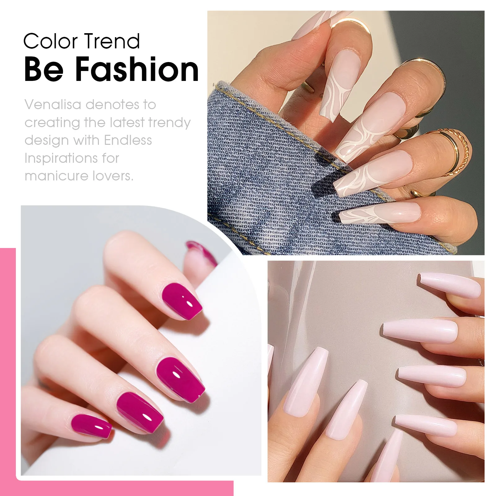 Venalisa Gel-Nagellack-Set, VIP-Kollektion, HEMA-FREI, Nagelgel, rosa Farbe, semi-permanenter Lack, Marken-Geschenkset, 6 Stück x 7,5 ml – Detail 7