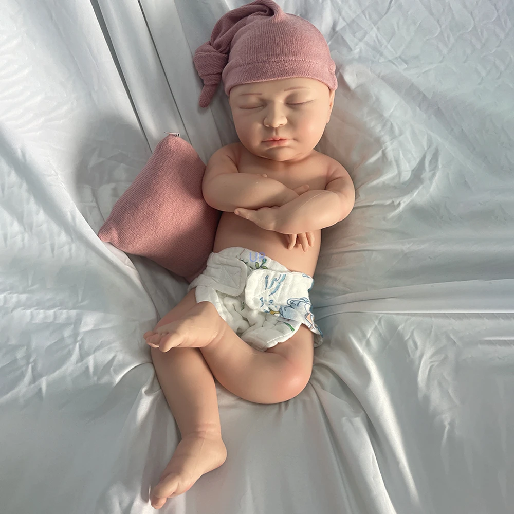 

55Cm 22" Weighted Super Soft Platinum Silicone Reborn Baby Realistic Asleep Newborn Lifelike Doll Girl Prototype Diy Reborner