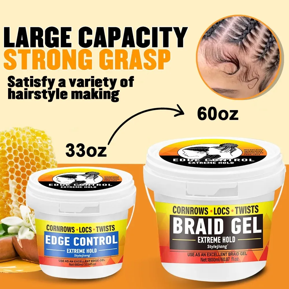 Edge Control Braiding Hair Wax, Strong Hold Long Lasting Anti-Frizz, Large Capacity Non-Greasy Hair Styling Wax
