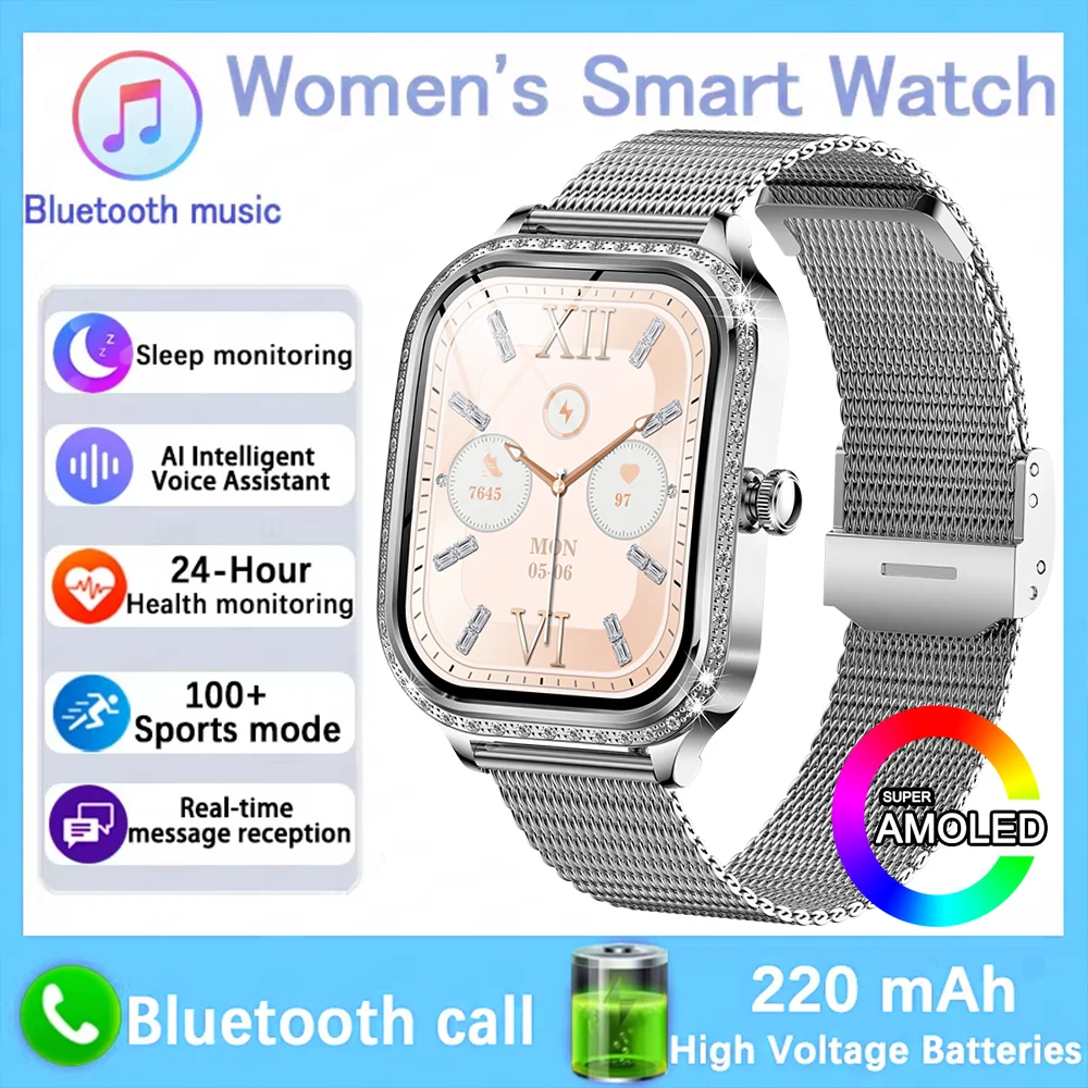 

Women's Bluetooth Call Smart Watch Curved Screen Electronics Waterproof Smartwatch Sports Watches for Woman 2025 Android iOS New