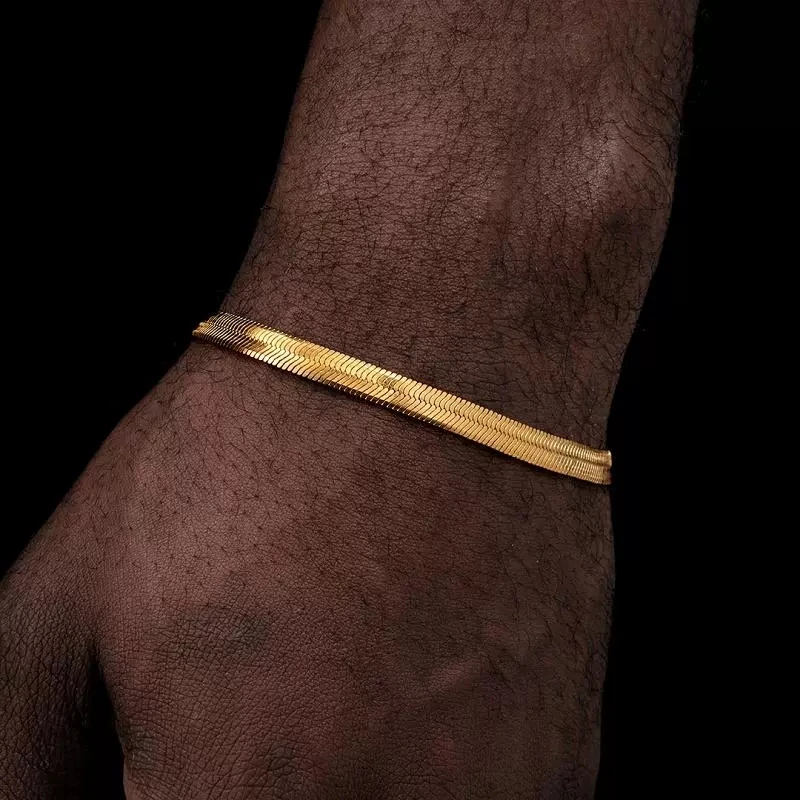 2-5 mm Edelstahl-Kettenarmband für Damen und Herren, goldfarben, Schlangenkette, mit verlängerter Kette, wasserdicht, Party-Schmuck – Detail 1
