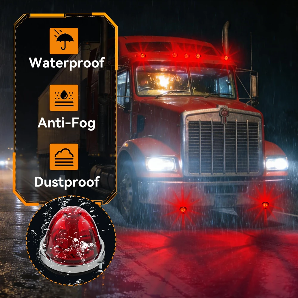 2 Stück Wassermelonen-Positionsleuchten, LED-Stroboskop-Drehleuchten, drehbare Positionsleuchten für die LKW-Dachmontage, Warnleuchten für LKW – Detail 4