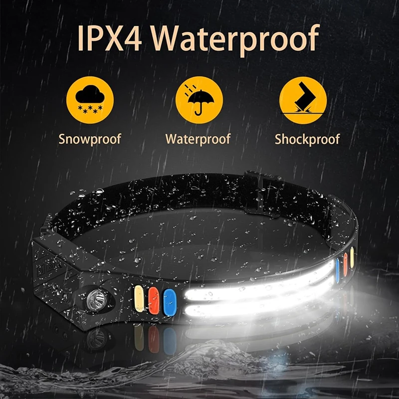 LICE-1200Mah Rechargeable Headlamp Flash Light, Led Sensor Headlamp Night Fishing Headlight For Outdoor Camping Running