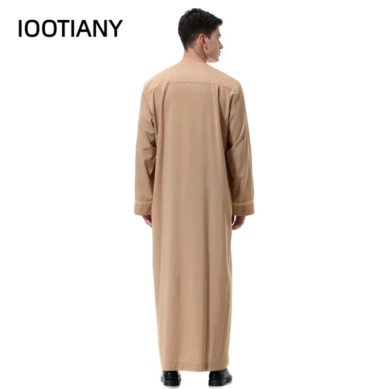 ملابس إسلامية جديدة لعام 2025 للرجال جوبا ثوب مطبوعة بسحاب كيمونو رداء طويل ملابس Musulman عباية قفطان إسلام دبي Q3Q4
