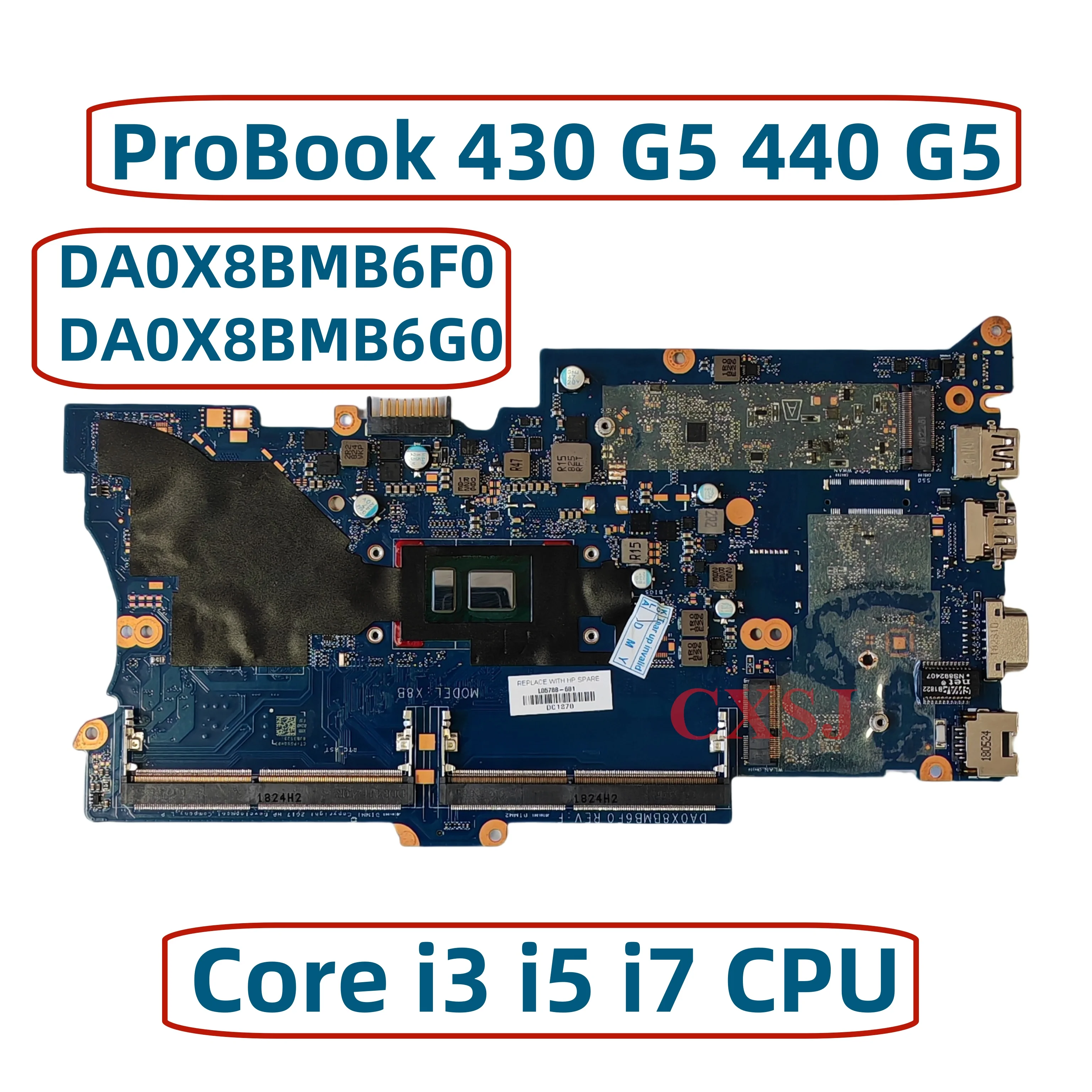 DA0X8BMB6F0 DA0X8BMB6G0 Pour HP ProPle430 G5 440 G5 Ordinateur Portable Carte Mère Avec 3865U 4405U Core i3 i5 i7 CPU L01039-601 L01075-601